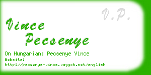 vince pecsenye business card